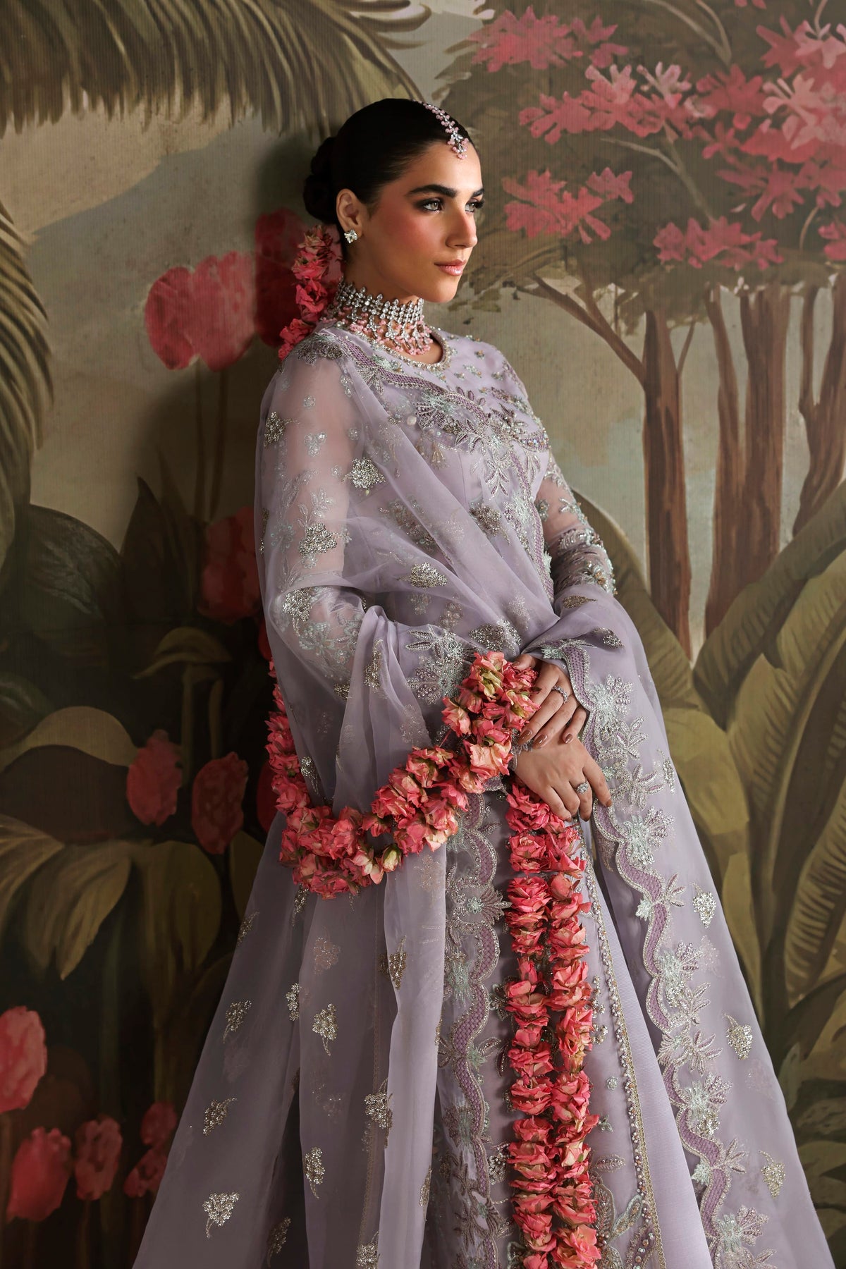 Akbar Aslam Zareen embroidered organza dupatta