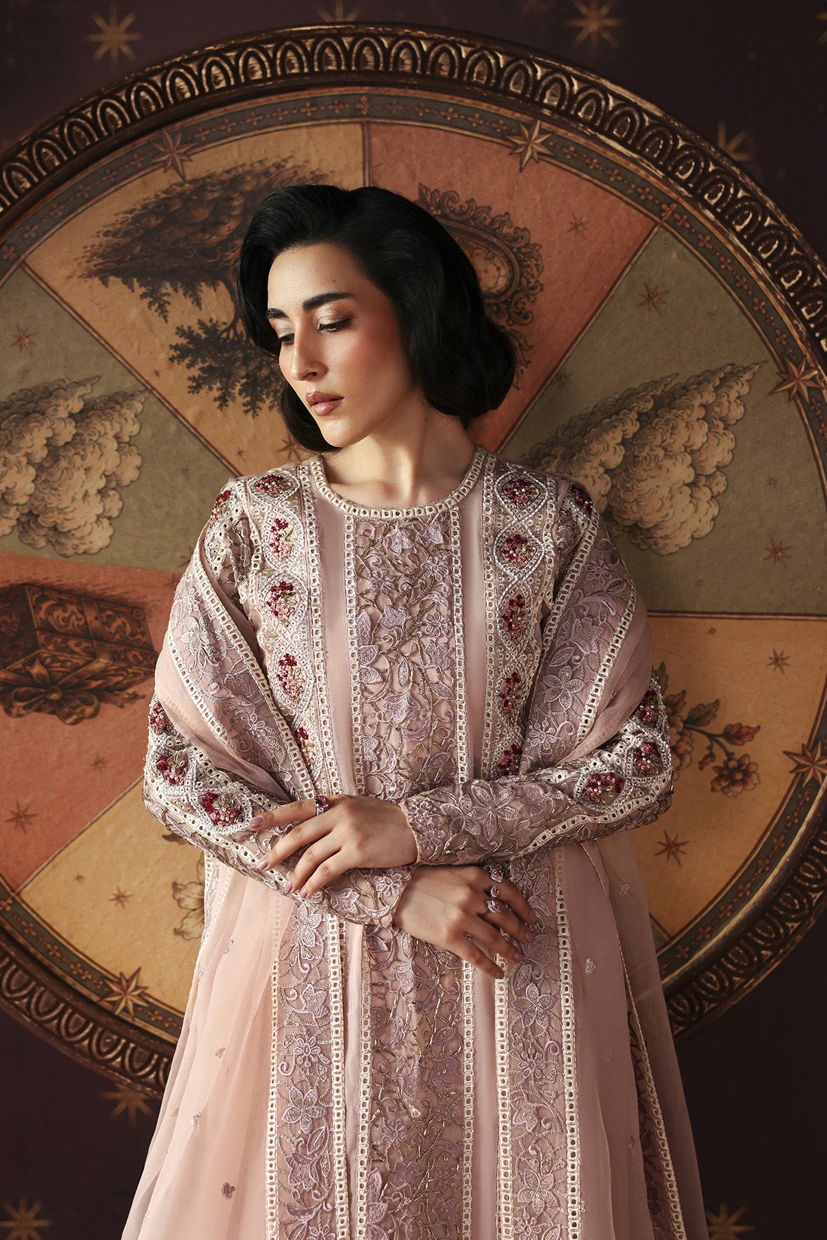 Afrozeh Hermit neckline and sleeve embellishment detail