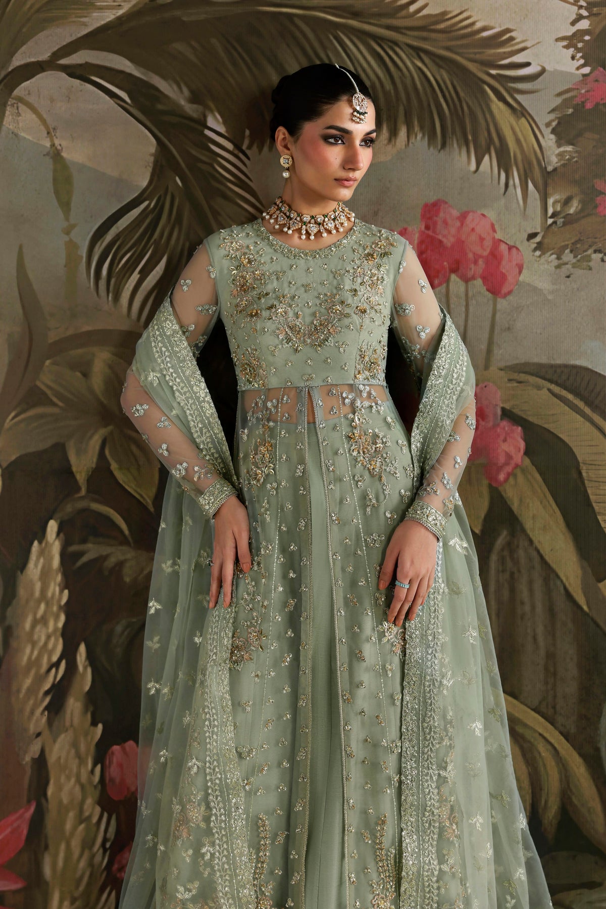 Zohal by Akbar Aslam – Pakistani wedding guest net suit