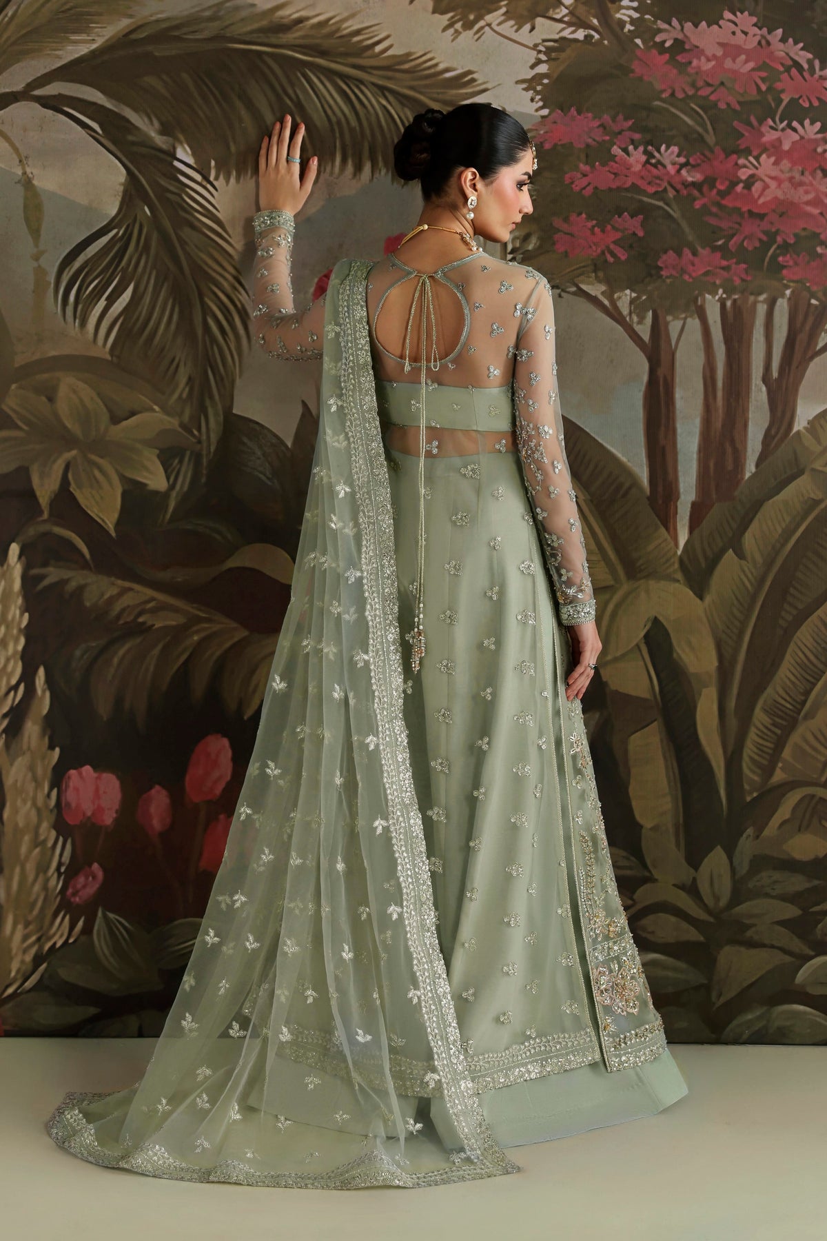 Akbar Aslam Zohal embellished net side panels detail