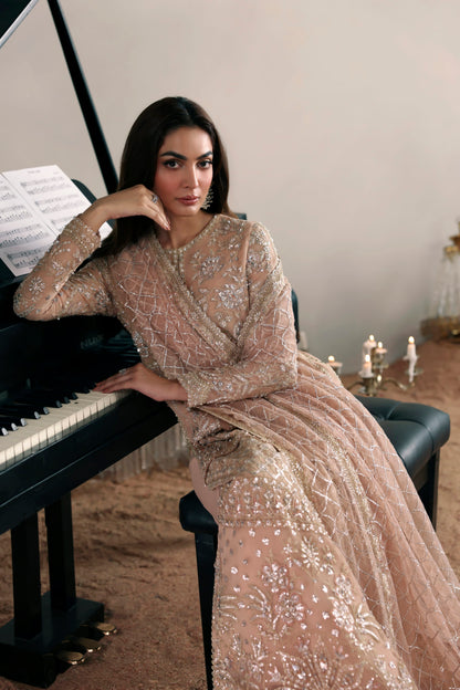 Akbar Aslam Elodie embroidered net dupatta with organza border