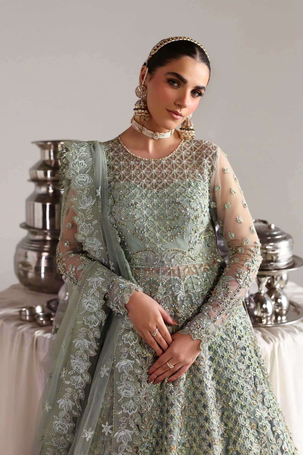 Akbar Aslam Mahsima embellished net blouse detail