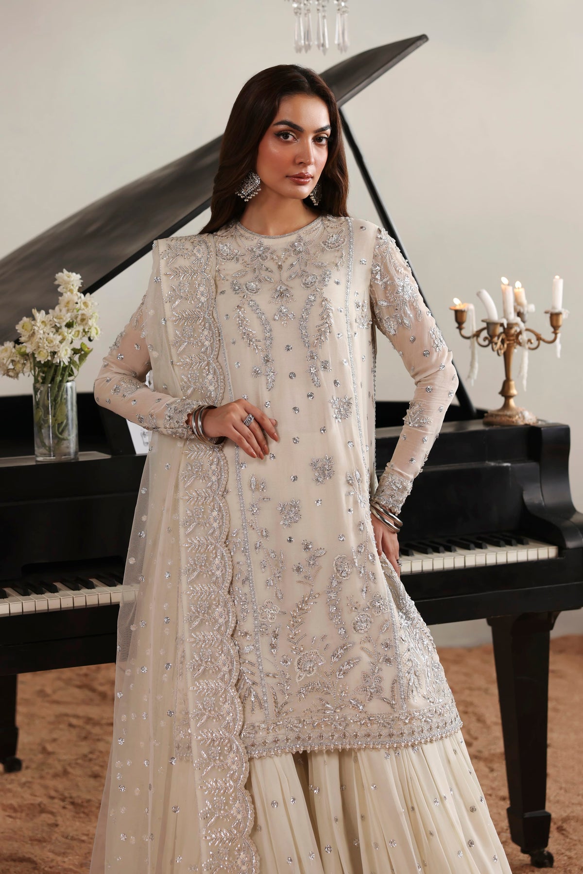 Akbar Aslam Estelle Pakistani gharara suit with net dupatta