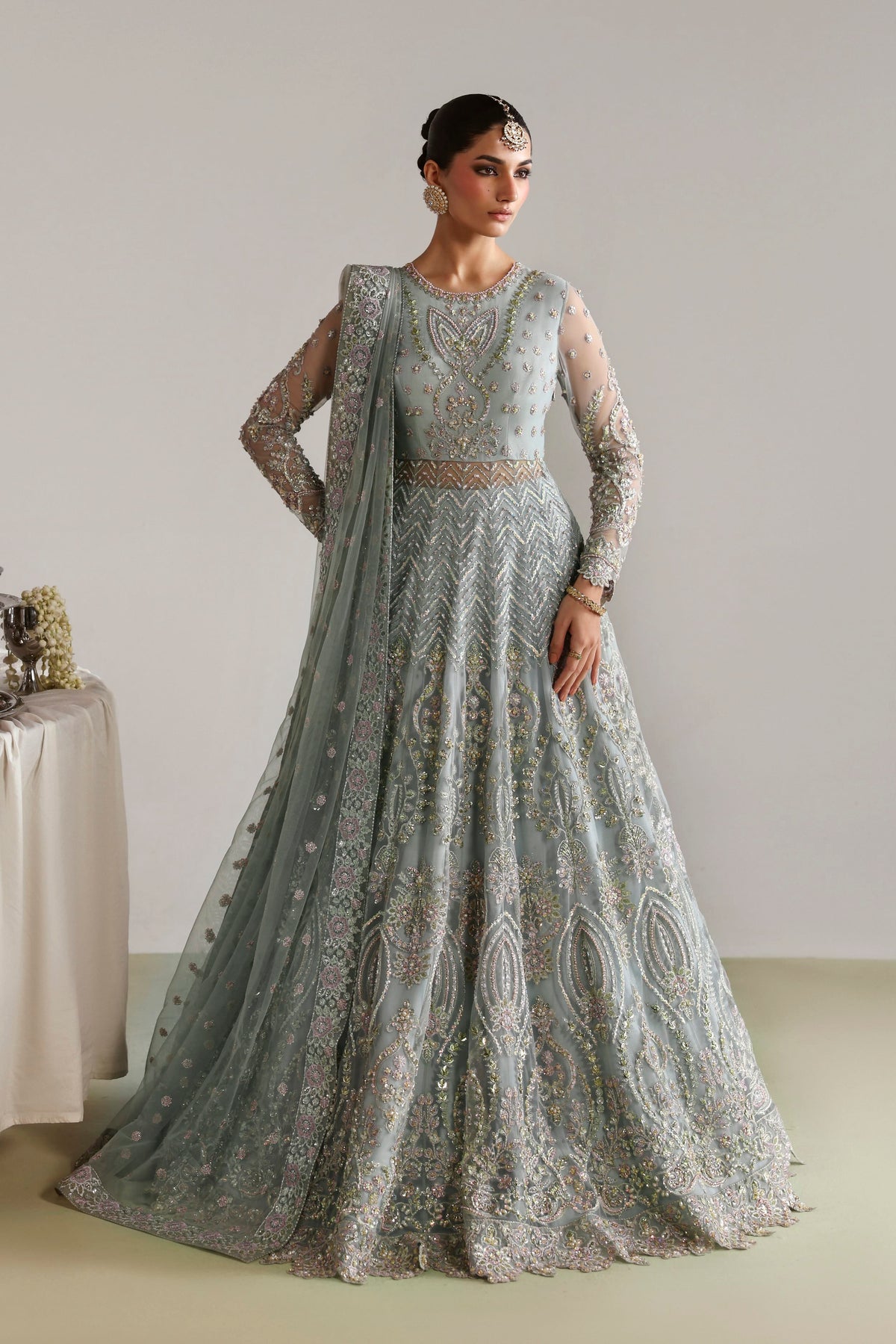 Akbar Aslam Zebunnisa Pakistani net formal with dupatta