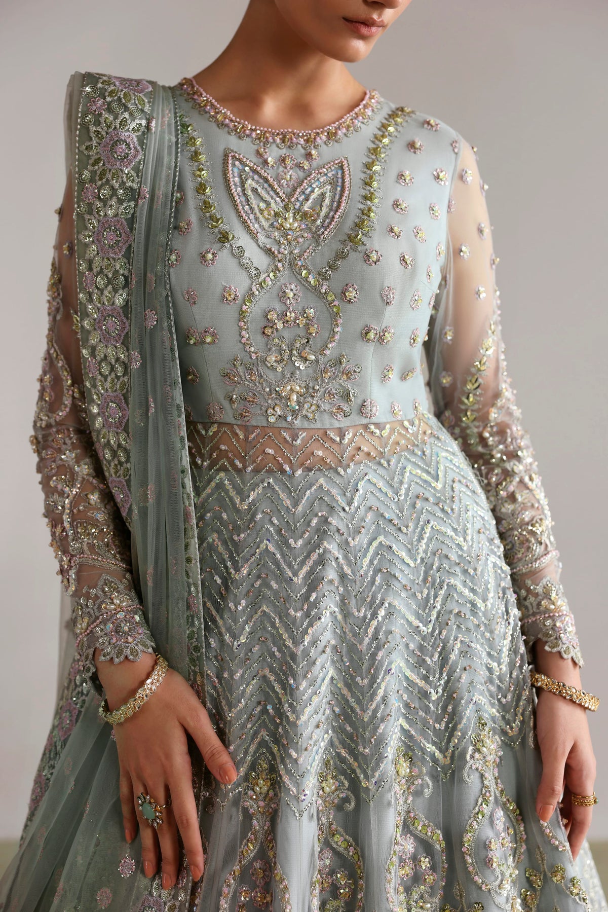 Akbar Aslam Zebunnisa embellished net blouse detail