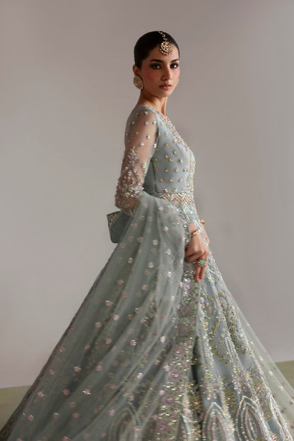 Akbar Aslam Zebunnisa embroidered net dupatta with organza border