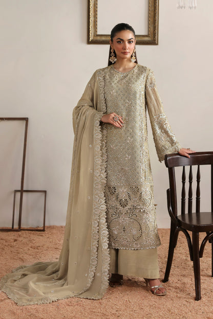 Akbar Aslam Evora layered organza front border detail