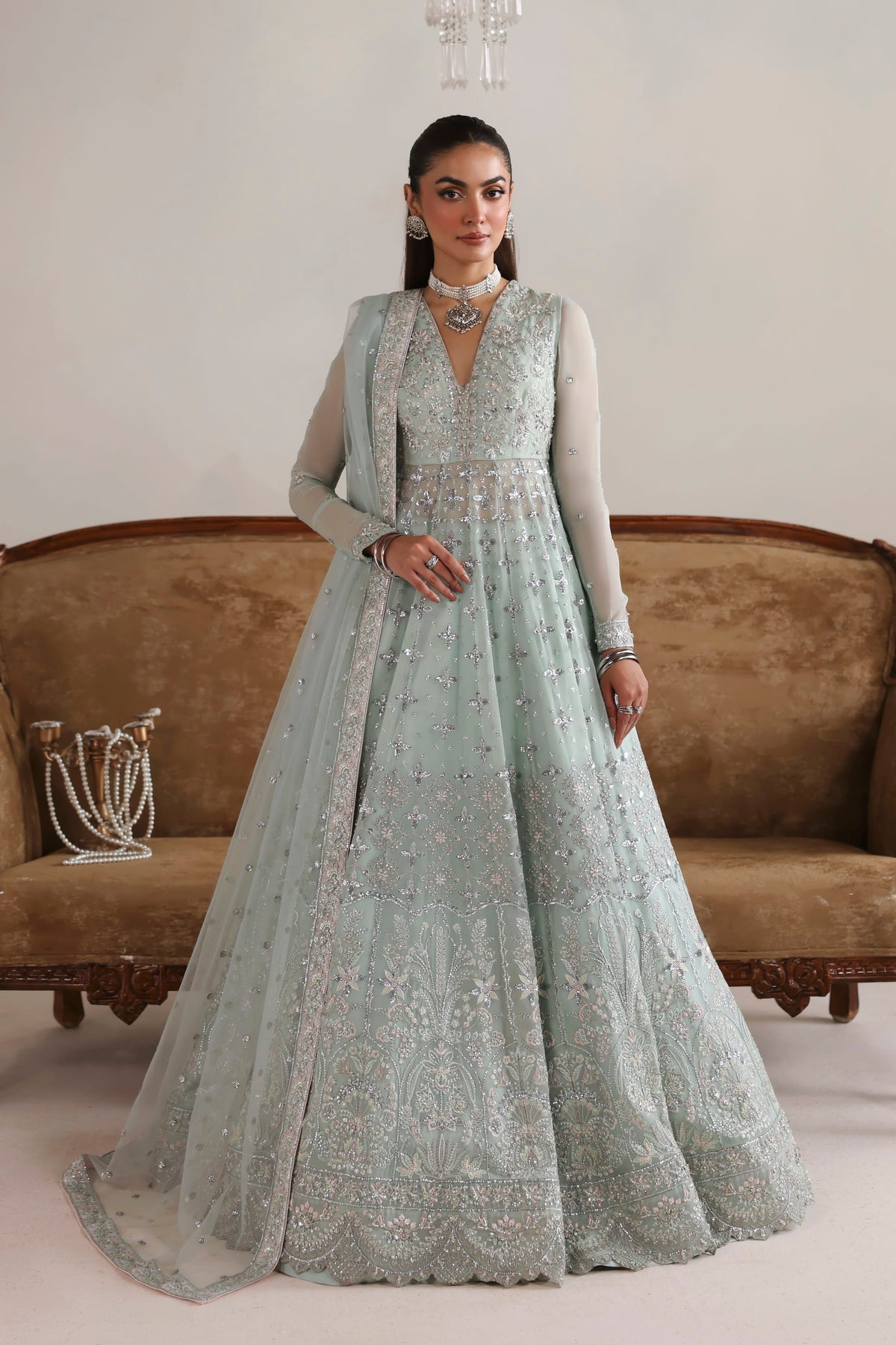 Akbar Aslam Noelle embroidered chiffon Pakistani maxi