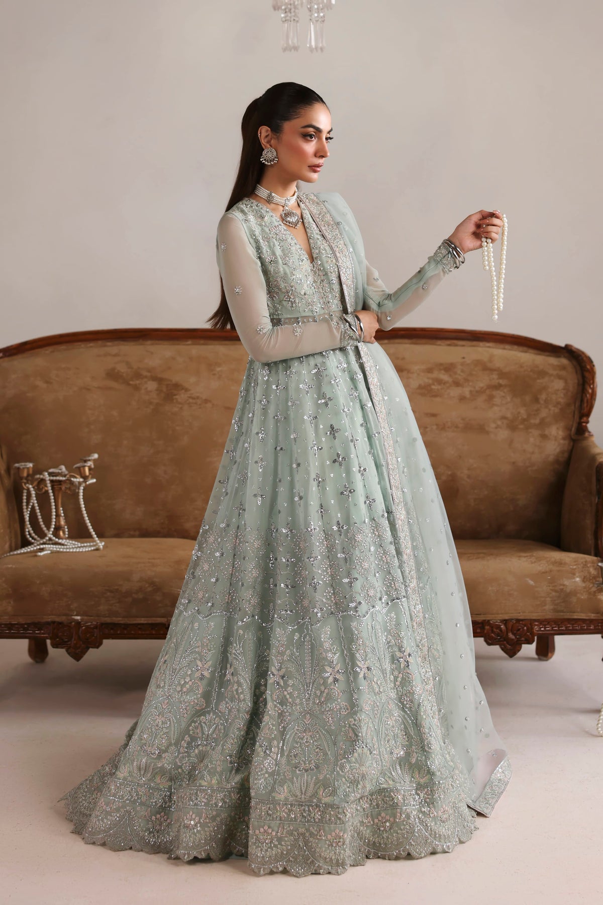 Akbar Aslam Noelle hand-embellished chiffon bodice