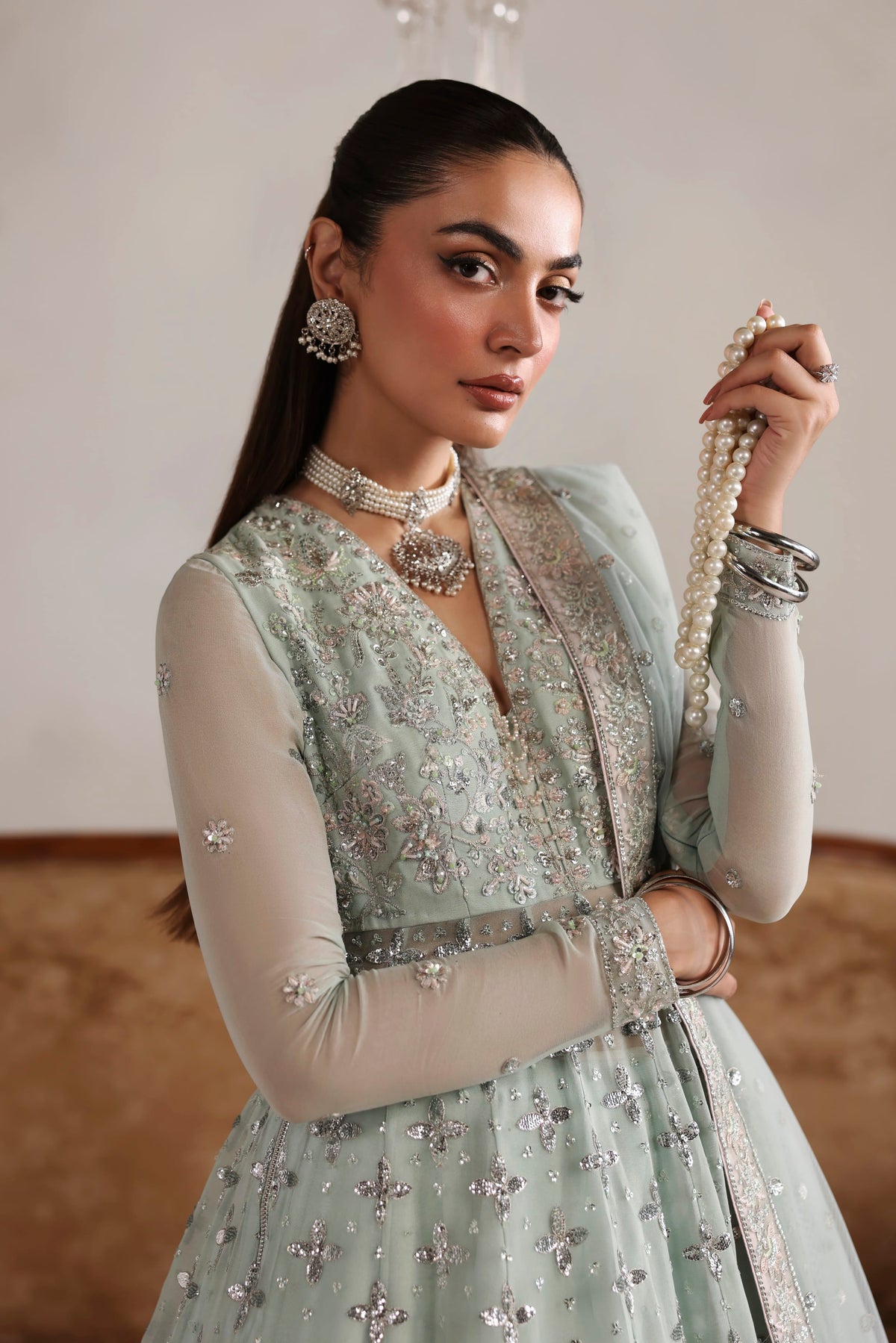 Akbar Aslam Noelle twelve-panel chiffon maxi