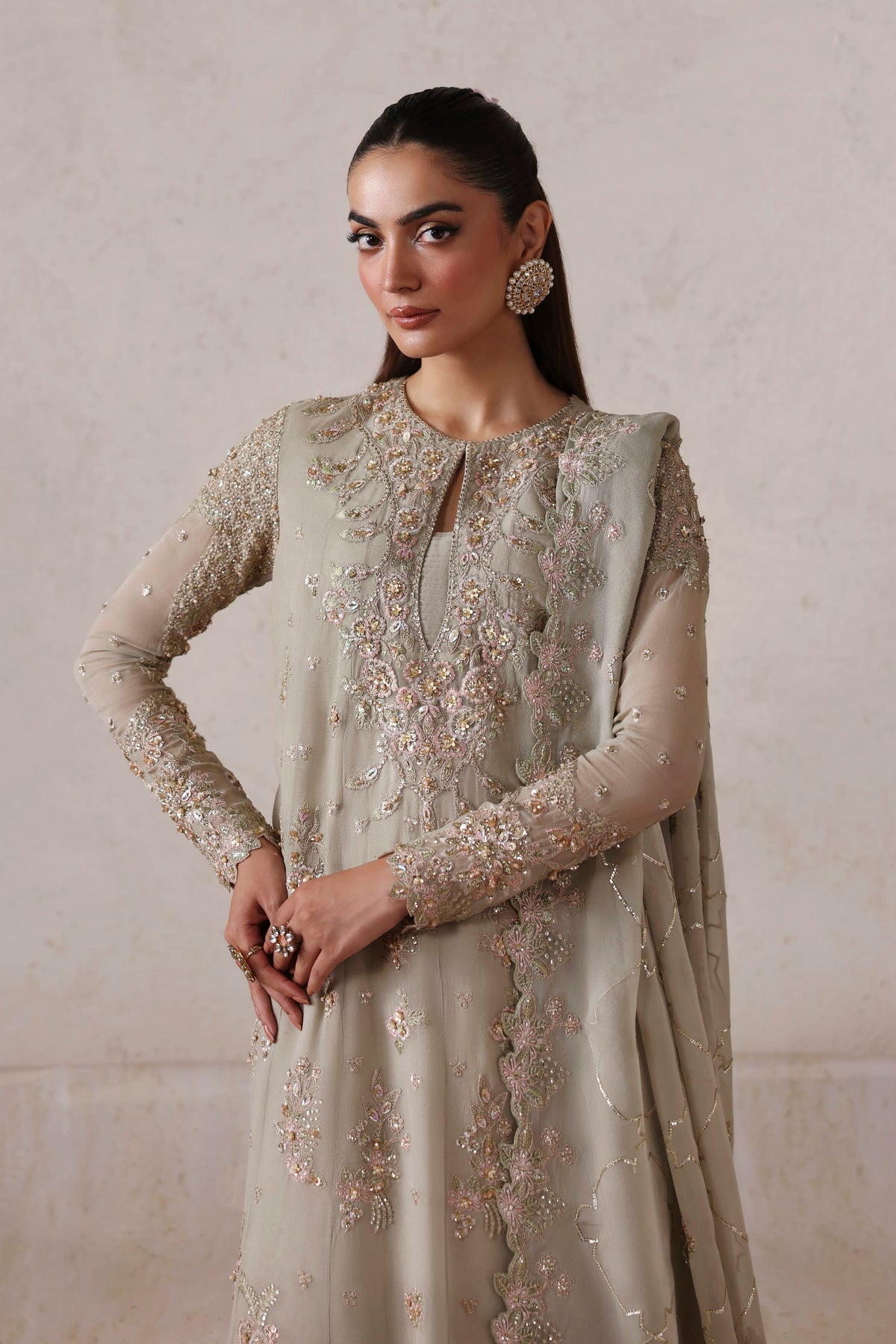 Akbar Aslam Celestia Pakistani chiffon formal with dupatta