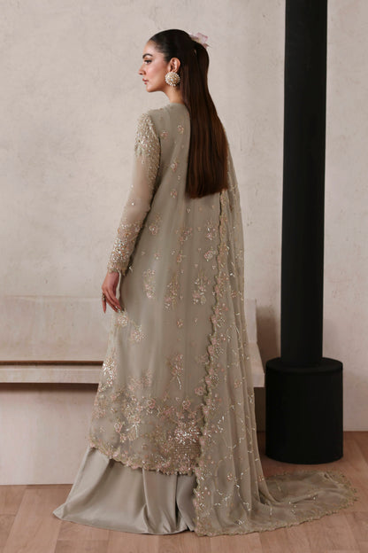 Akbar Aslam Celestia side view of panelled chiffon shirt