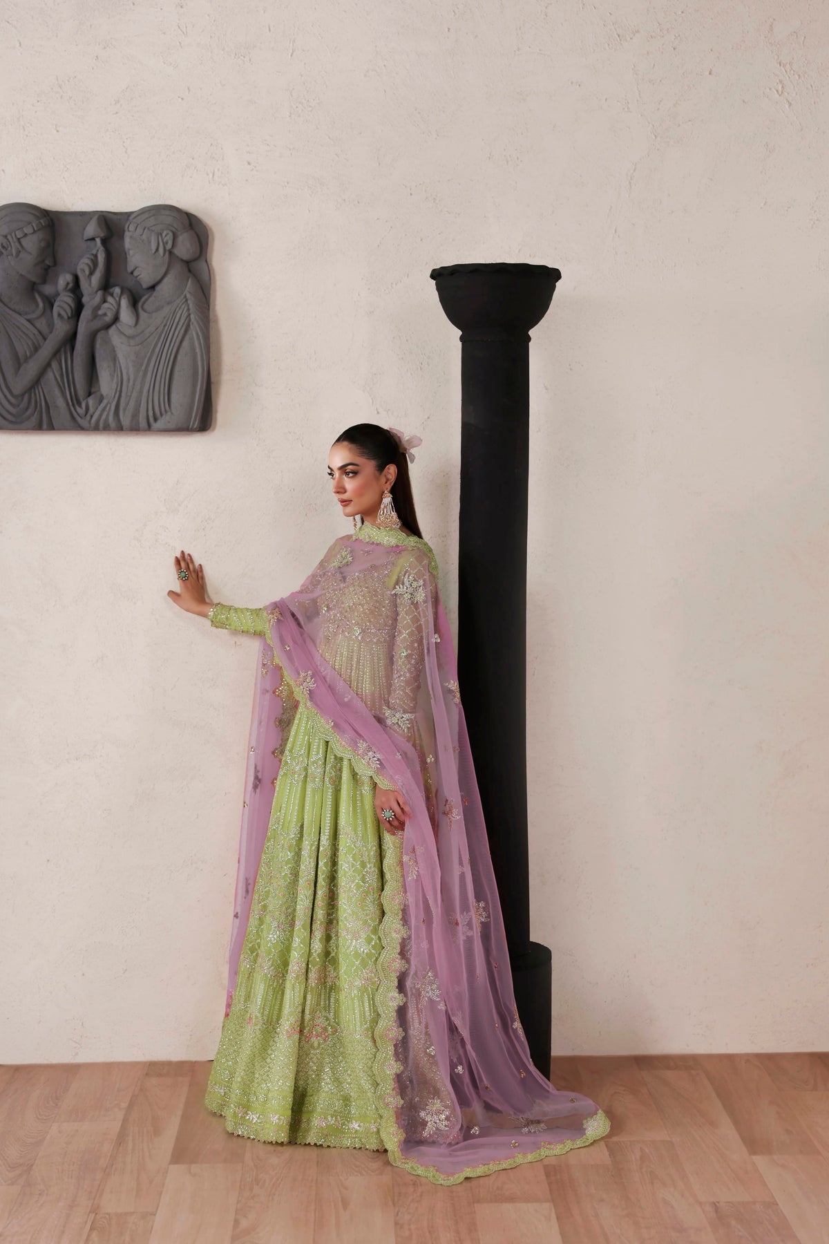 Akbar Aslam Zarelle embroidered chiffon maxi side view