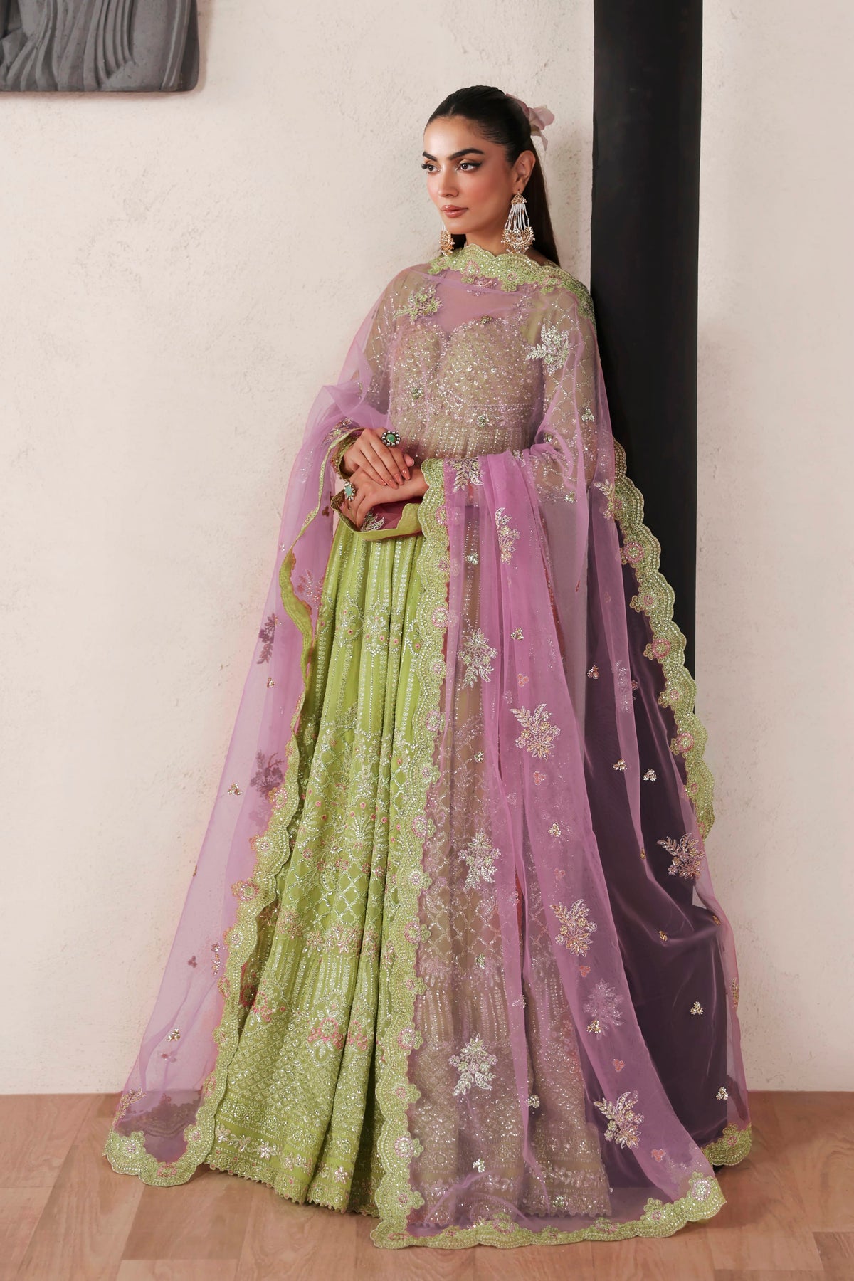 Zarelle by Akbar Aslam – Pakistani wedding guest chiffon maxi