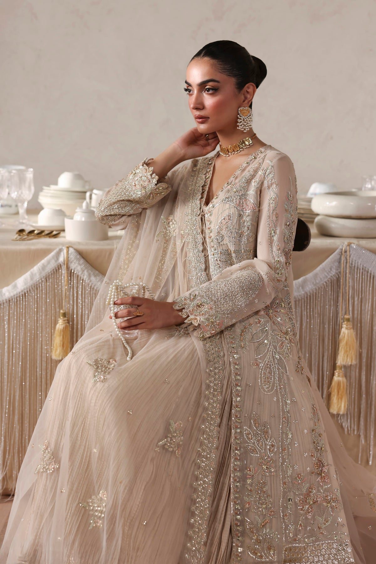 Akbar Aslam Marceline embroidered net dupatta