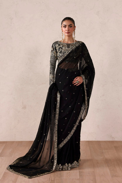 Akbar Aslam Amoura embroidered chiffon saree with embellished blouse