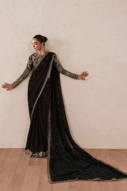 Akbar Aslam Amoura saree drape side view