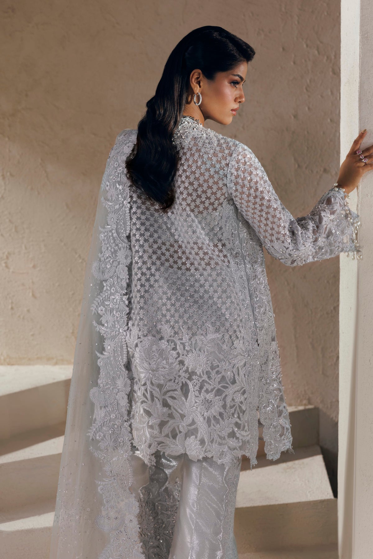 Akbar Aslam Desiree hand-embellished organza front
