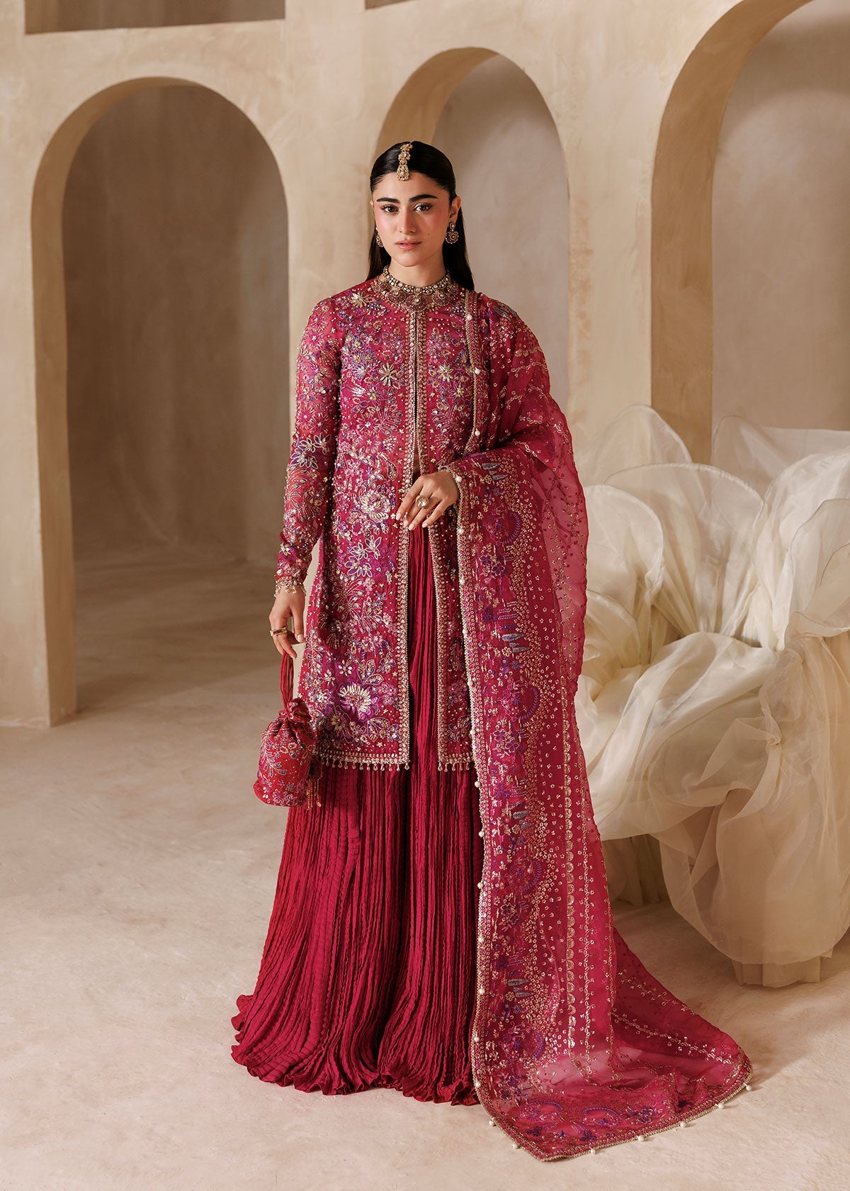 Sardinia Rosannia magenta organza bridal dress – Brides Edit'26