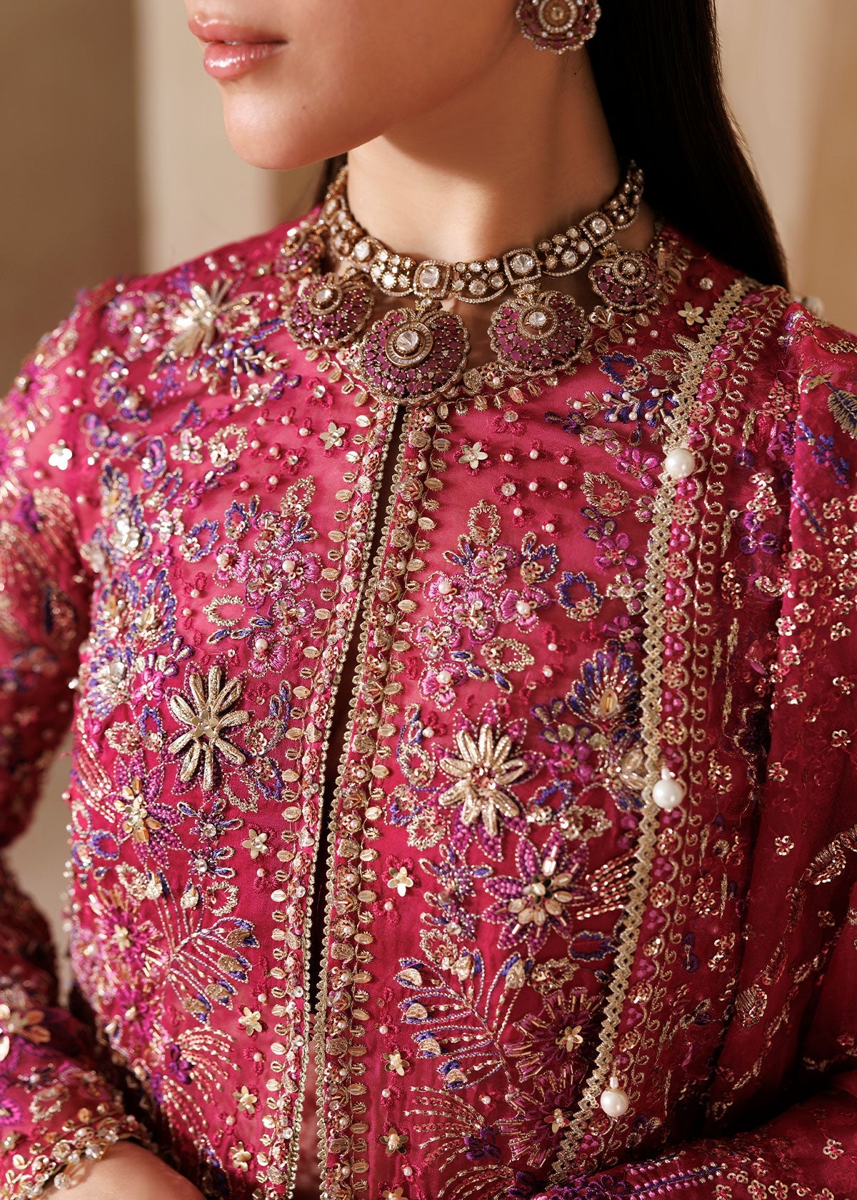 Sardinia Rosannia with embroidered organza dupatta and raw silk trouser