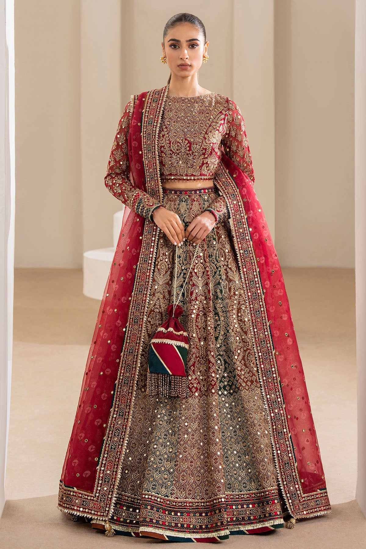 Jazmin WF'24-02 chiffon wedding formal with printed organza dupatta