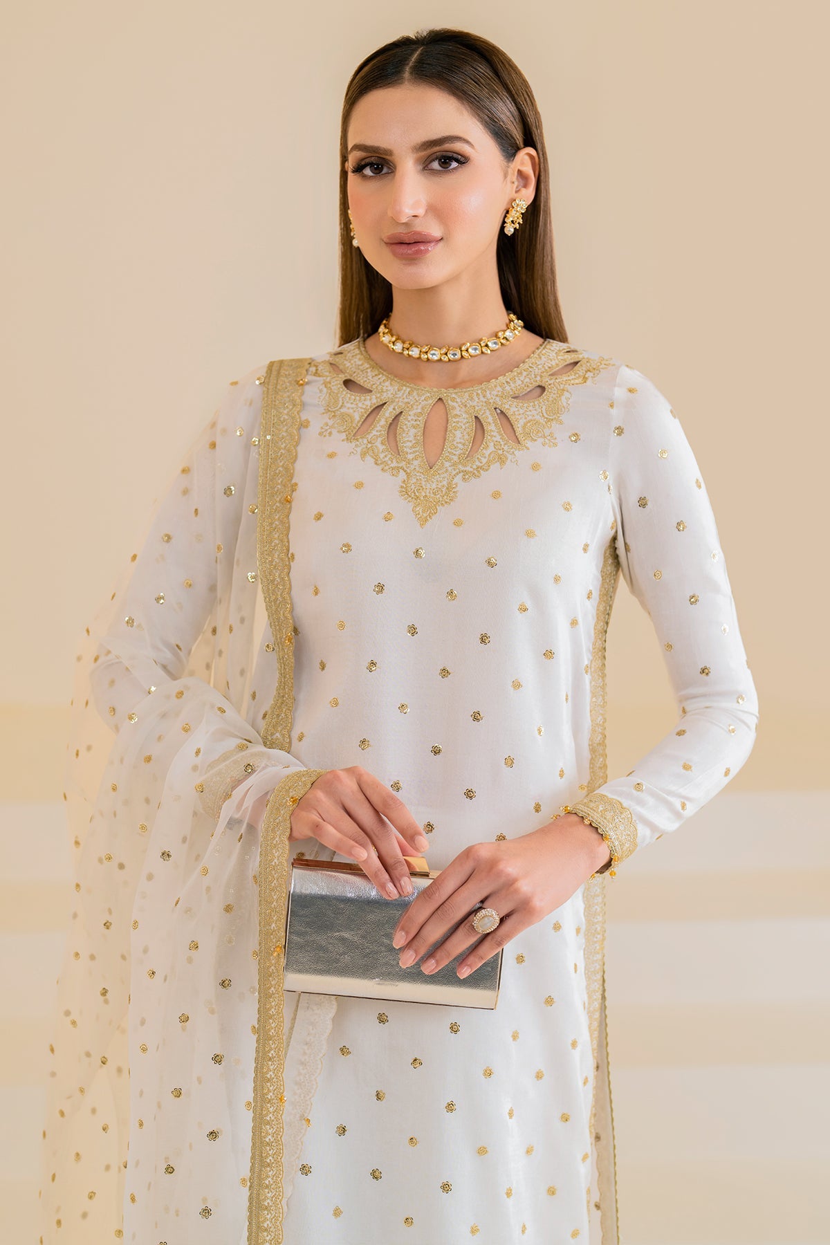 EMBROIDERED RAW SILK UR-7020