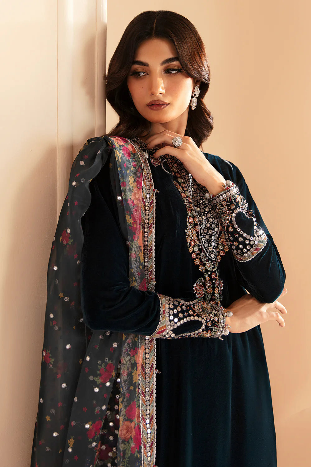 Shop JAZMIN Velvet Formal VF-2021 at Raz Ruya! Huge discounts on luxury Pakistani designer wear. Fast delivery to UK, USA & Canada. End-of-Year & New Year Sale!