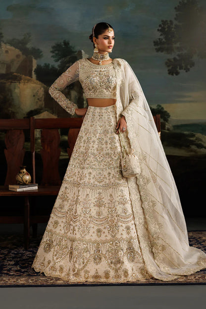 Premium organza embroidered dress with hand embellished front, sleeves & panels. Includes embroidered dupatta and 6 yards Russian grip inner fabric.