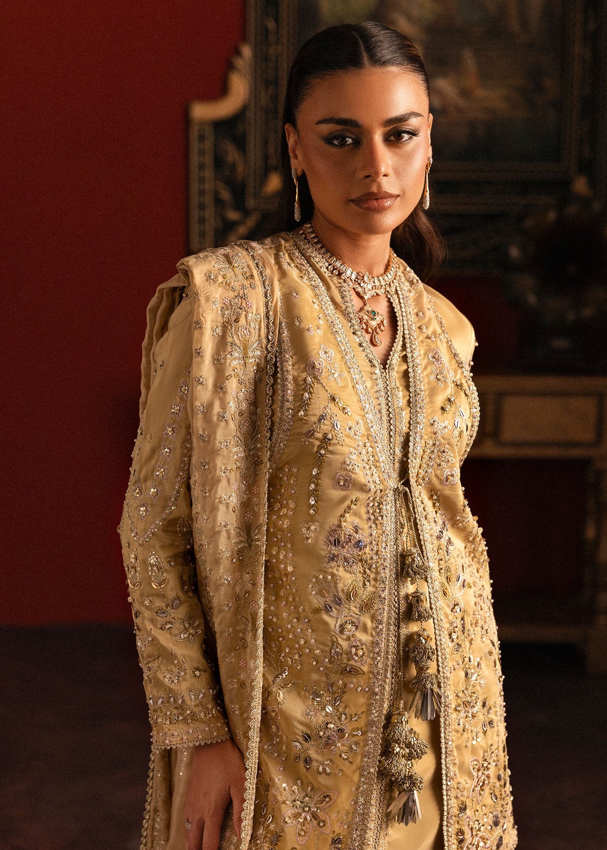 Sardinia Amber Crown tassel silk formal – view 3