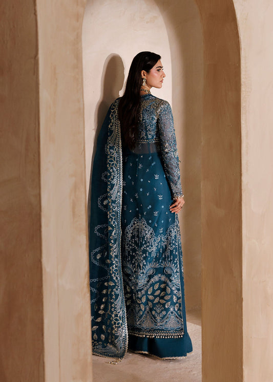 Sylivia by Sardinia – handwork embroidered teal organza shirt