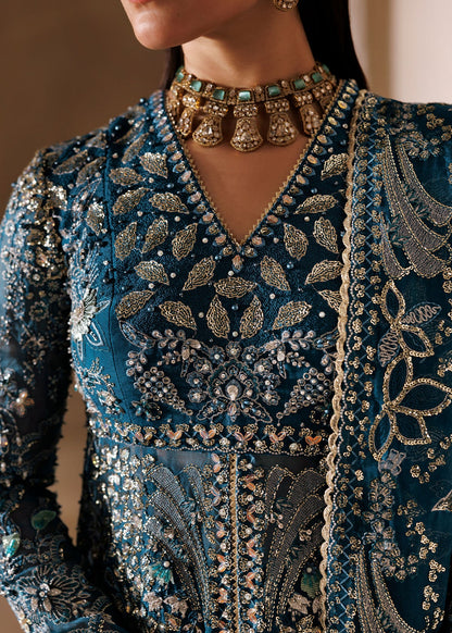 Sardinia Sylivia with embroidered organza dupatta and raw silk trouser