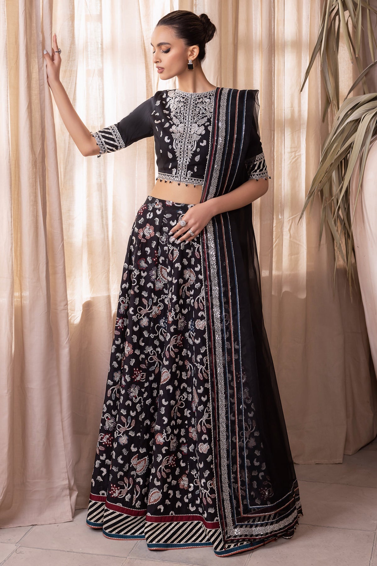 EMBROIDERED RAW SILK UR-7015