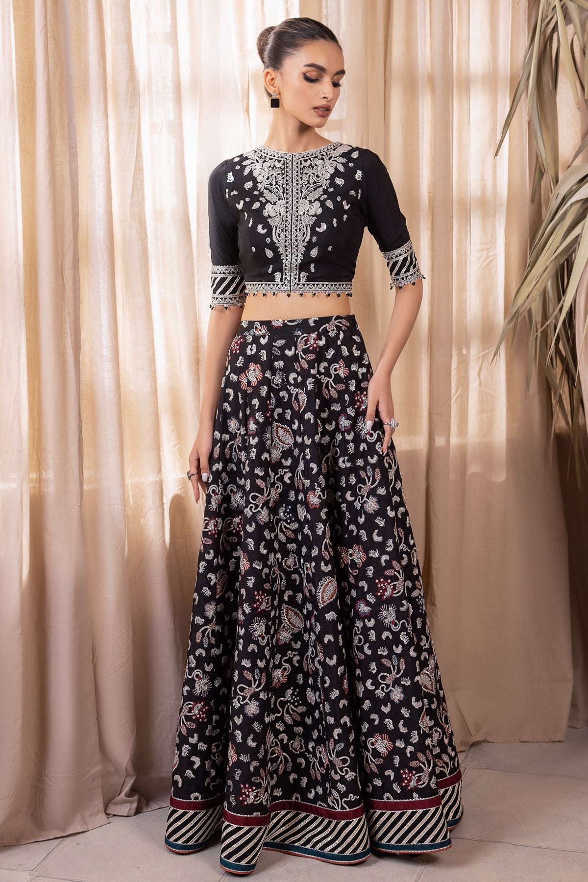 EMBROIDERED RAW SILK UR-7015