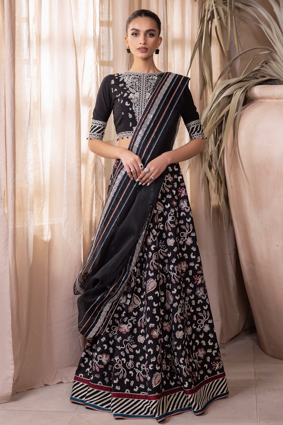 EMBROIDERED RAW SILK UR-7015