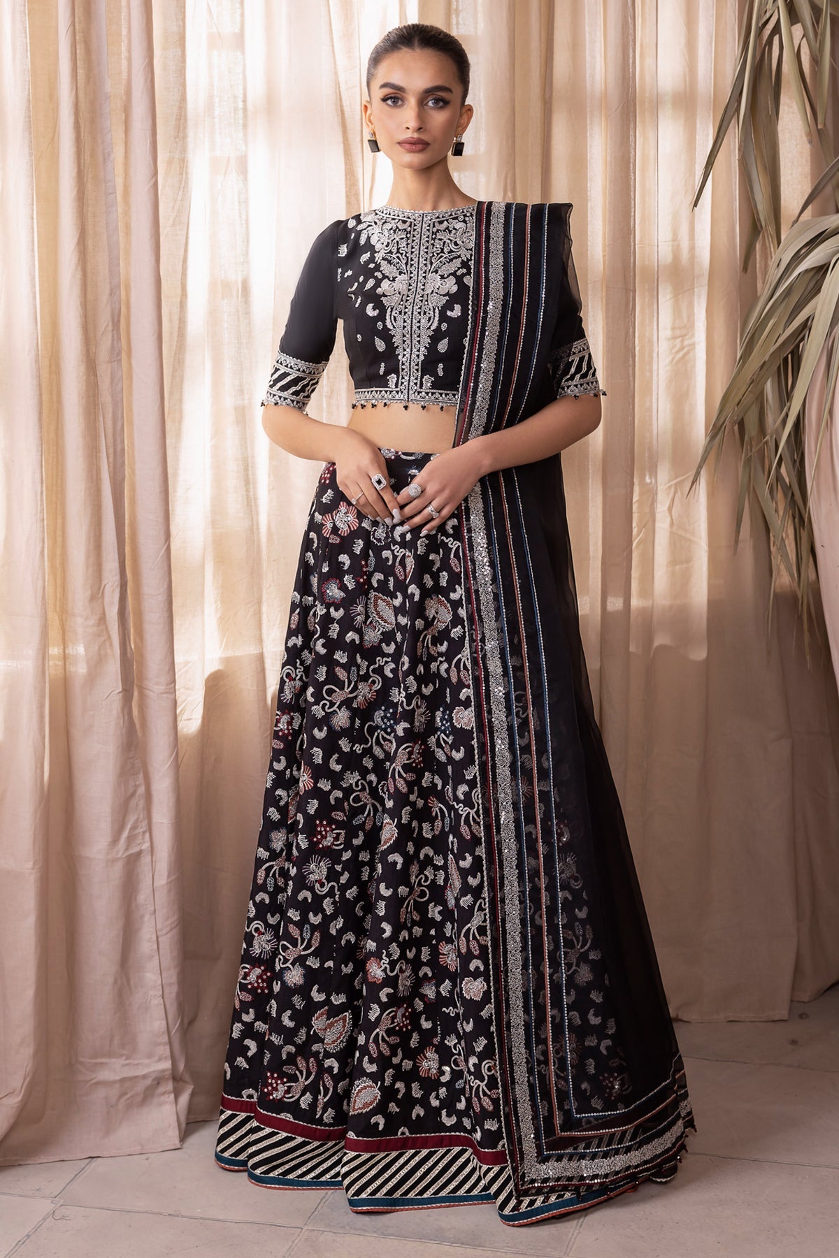 EMBROIDERED RAW SILK UR-7015