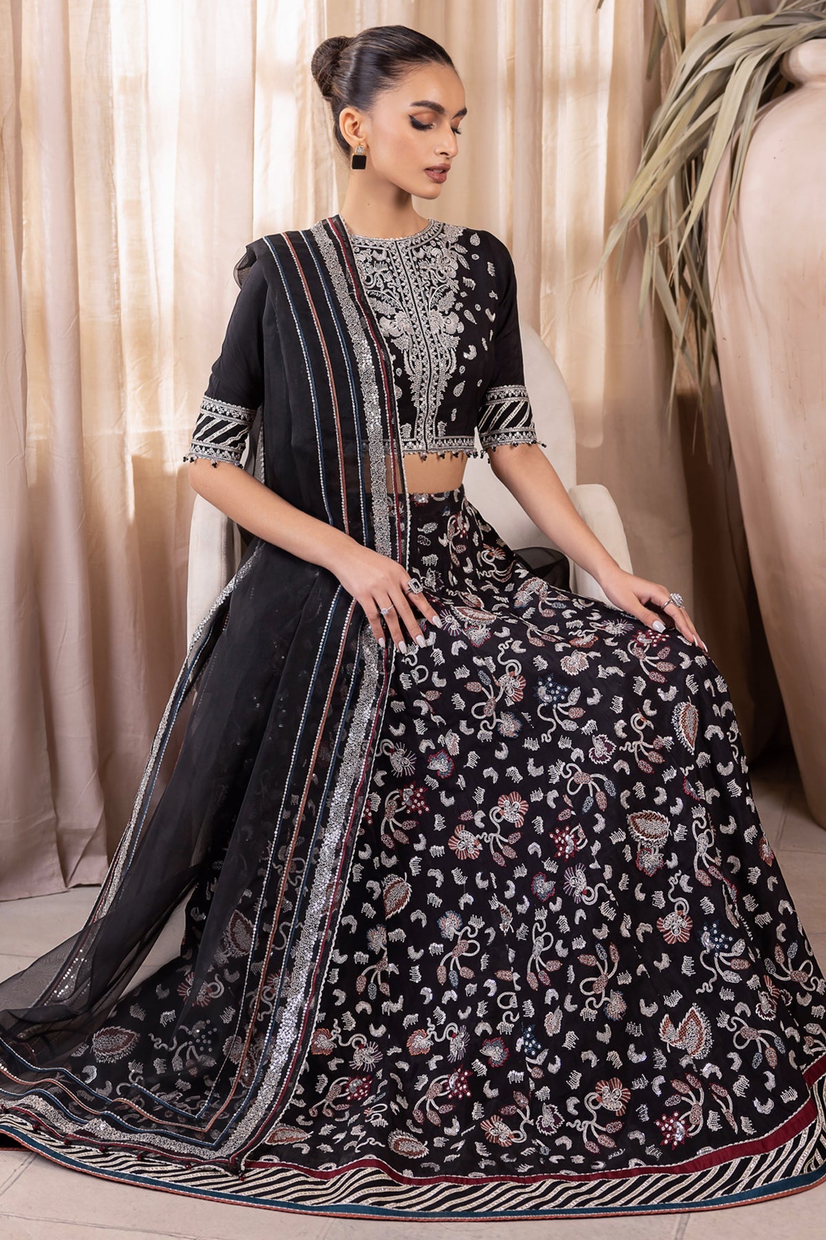 EMBROIDERED RAW SILK UR-7015