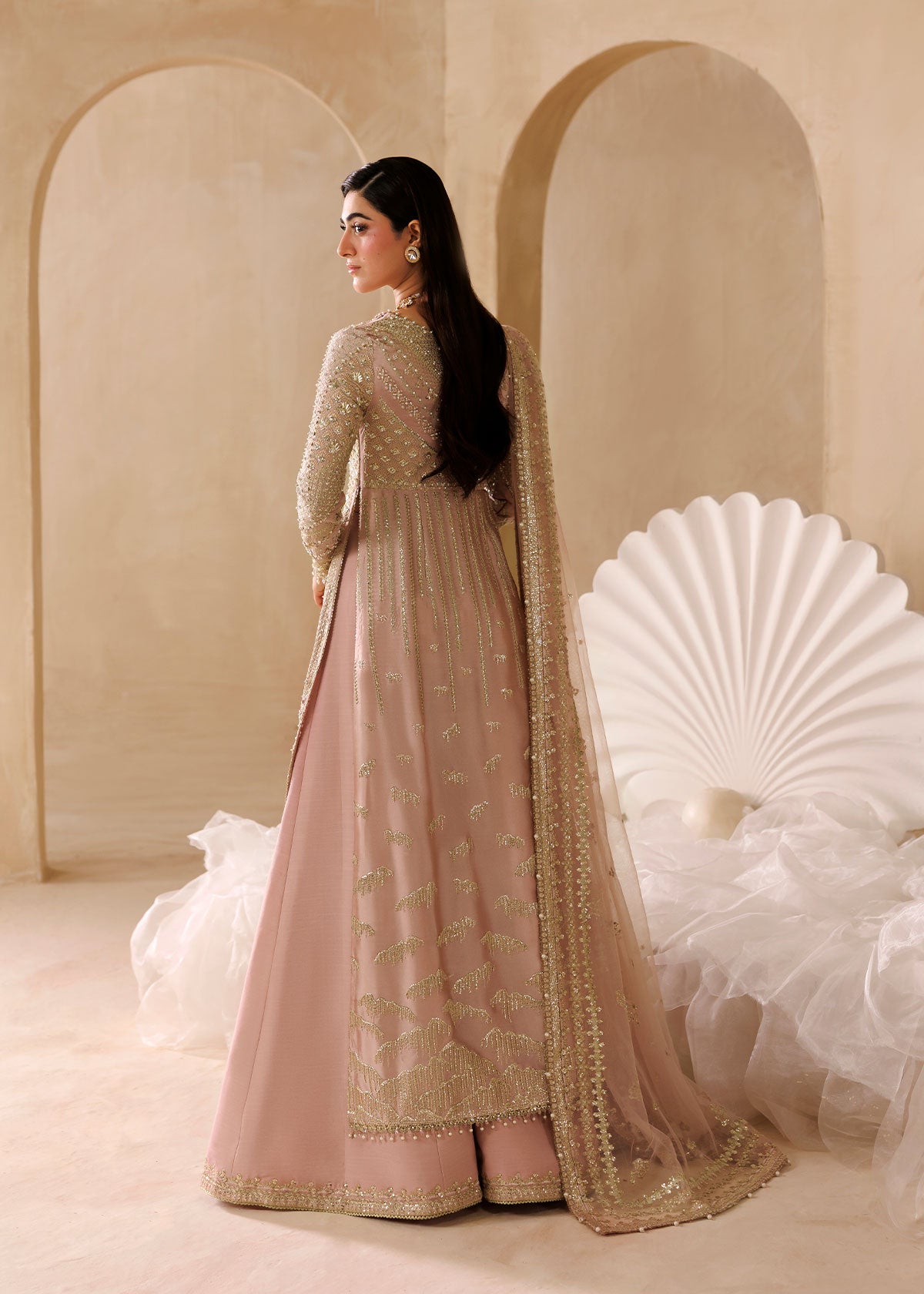 Elara by Sardinia – handwork embroidered light pink silk shirt