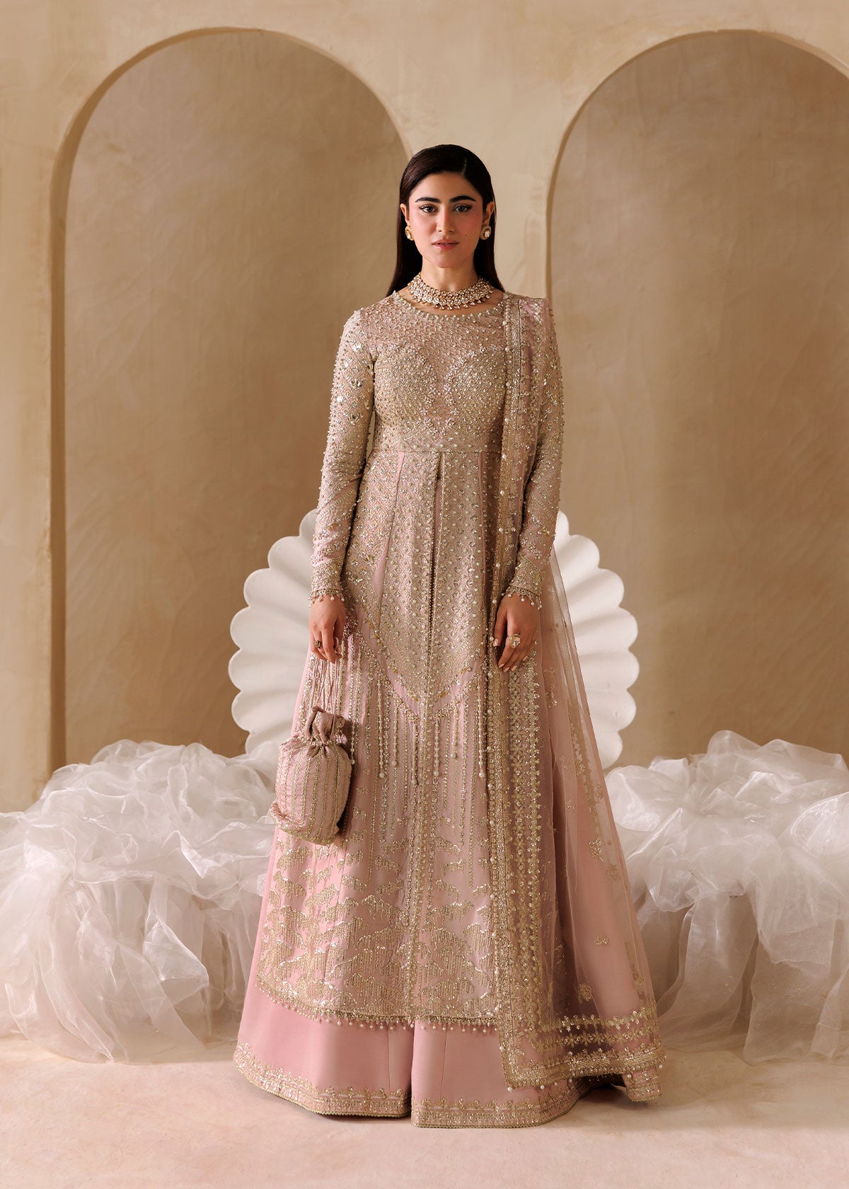 Sardinia Elara light pink tussel silk bridal lehenga – Brides Edit'26