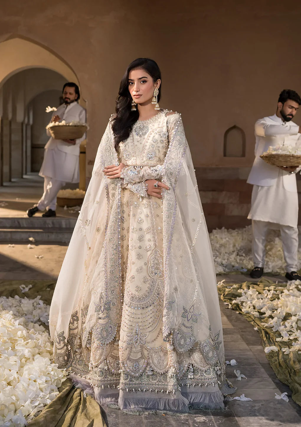 Elaf EFH-05 Parizaad white organza lehenga set