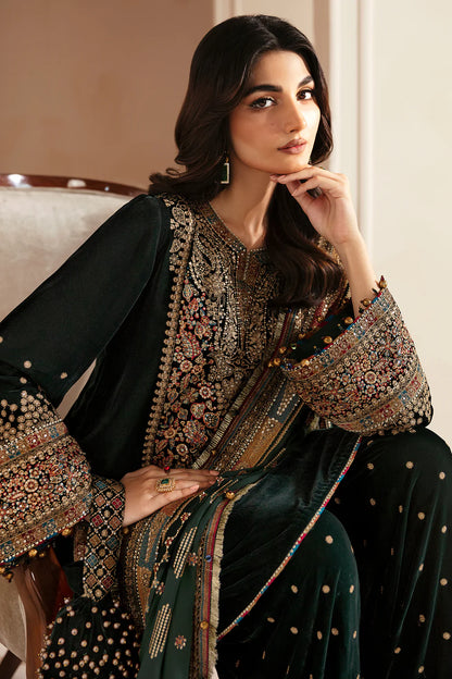 Shop JAZMIN Velvet Formal VF-2025 at Raz Ruya! Huge discounts on luxury Pakistani designer wear. Fast delivery to UK, USA & Canada. End-of-Year & New Year Sale!