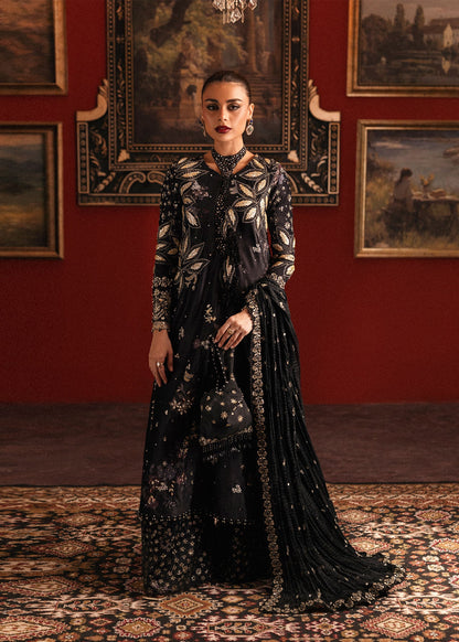 Sardinia Midnight Majest black printed velvet suit