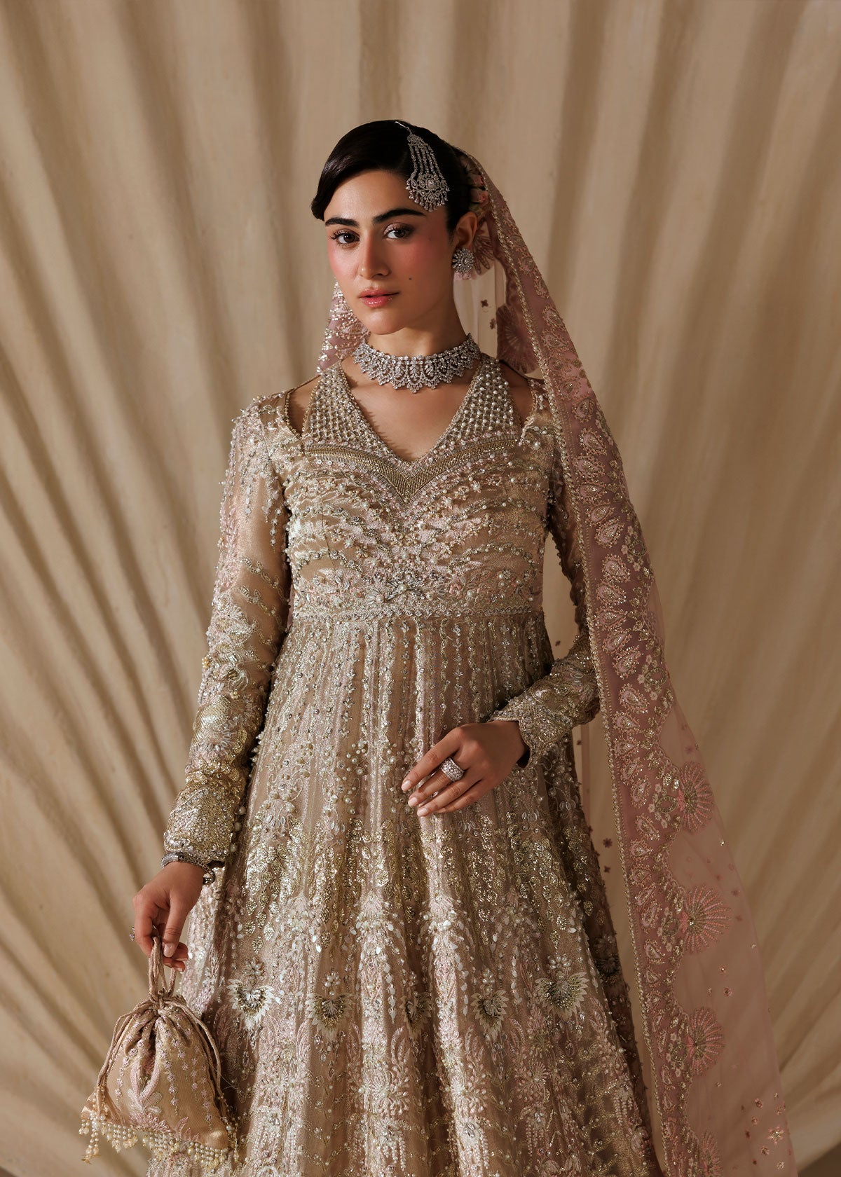 Regalia rose gold Pakistani bridal wear by Sardinia, UK