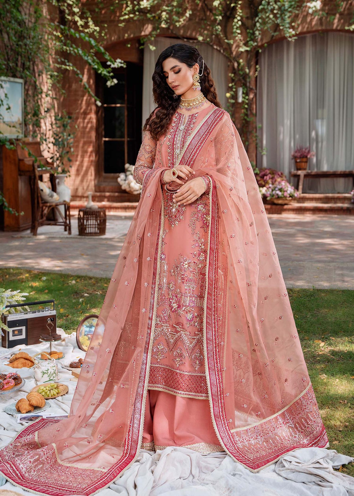 Akbar Aslam Mehrbano hand-embellished organza shirt with trouser