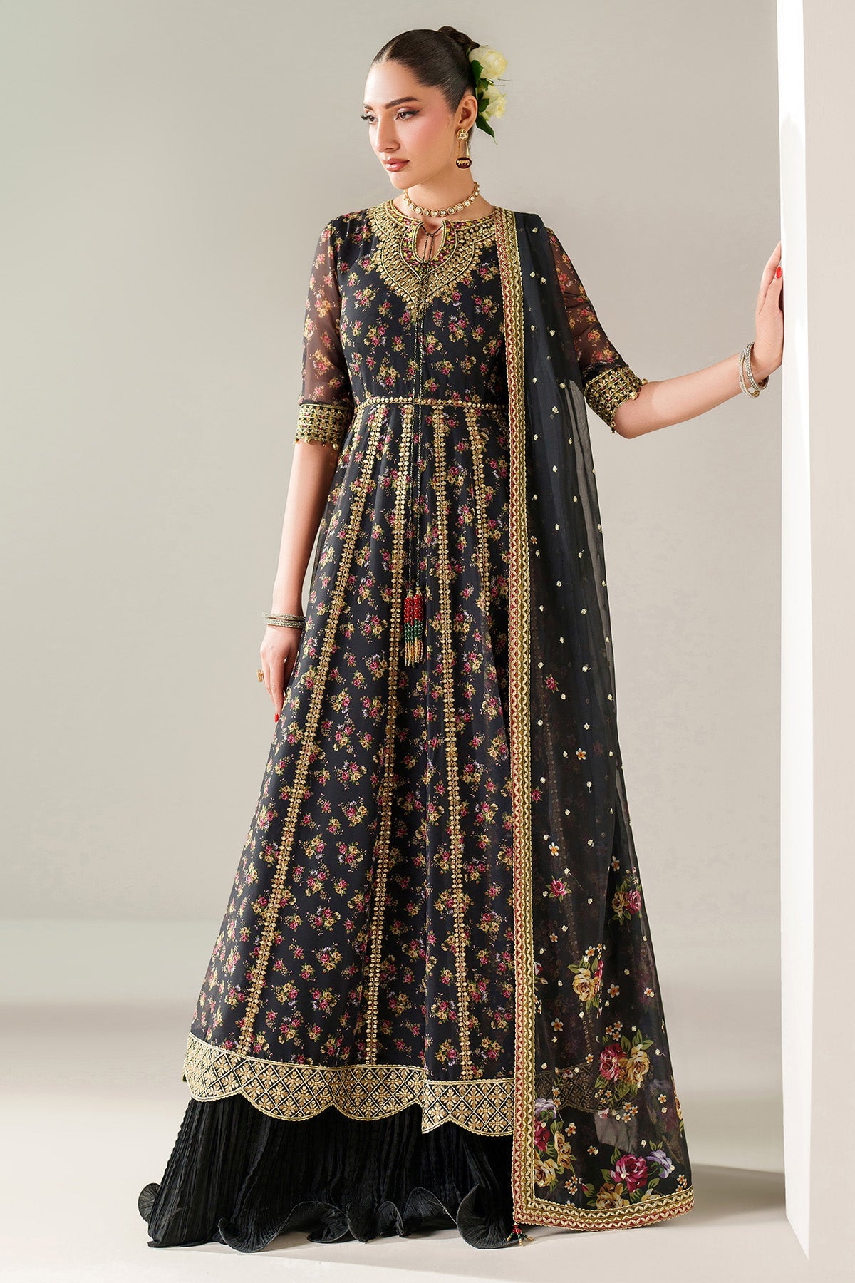 Jazmin UC-3091 embroidered printed chiffon Pakistani formal suit