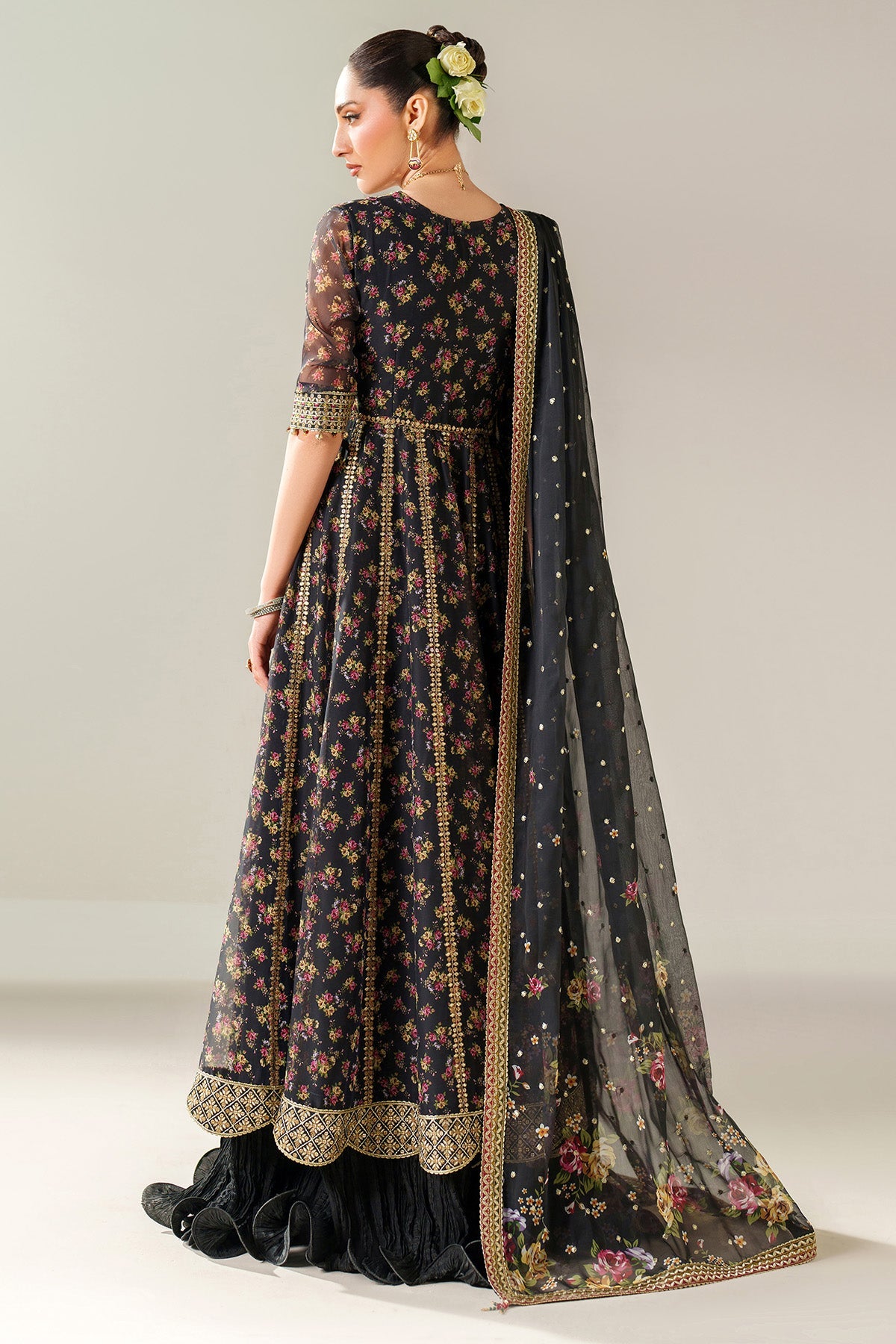 Jazmin UC-3091 printed chiffon formal with embroidered dupatta