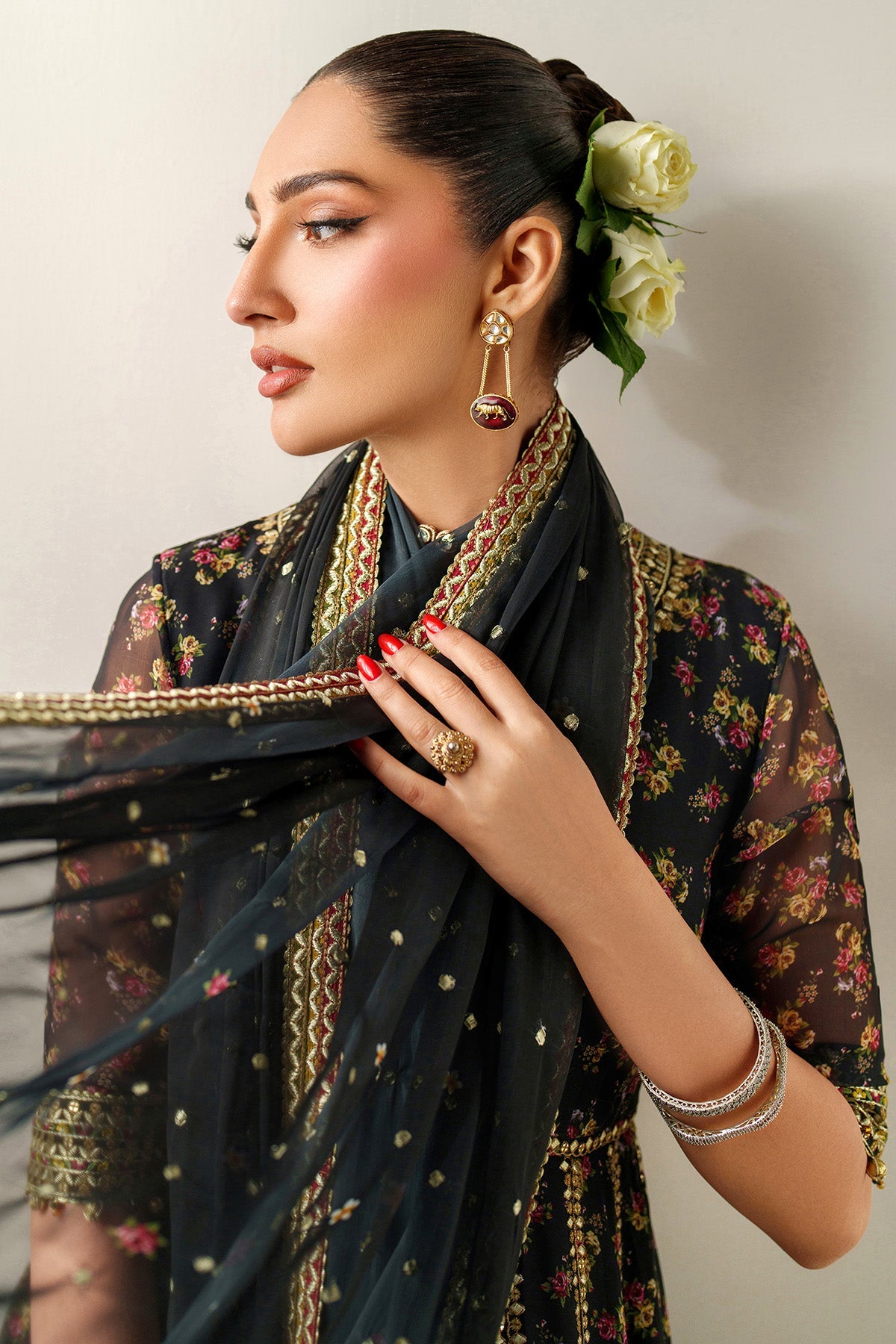 Jazmin UC-3091 three-piece printed chiffon formal