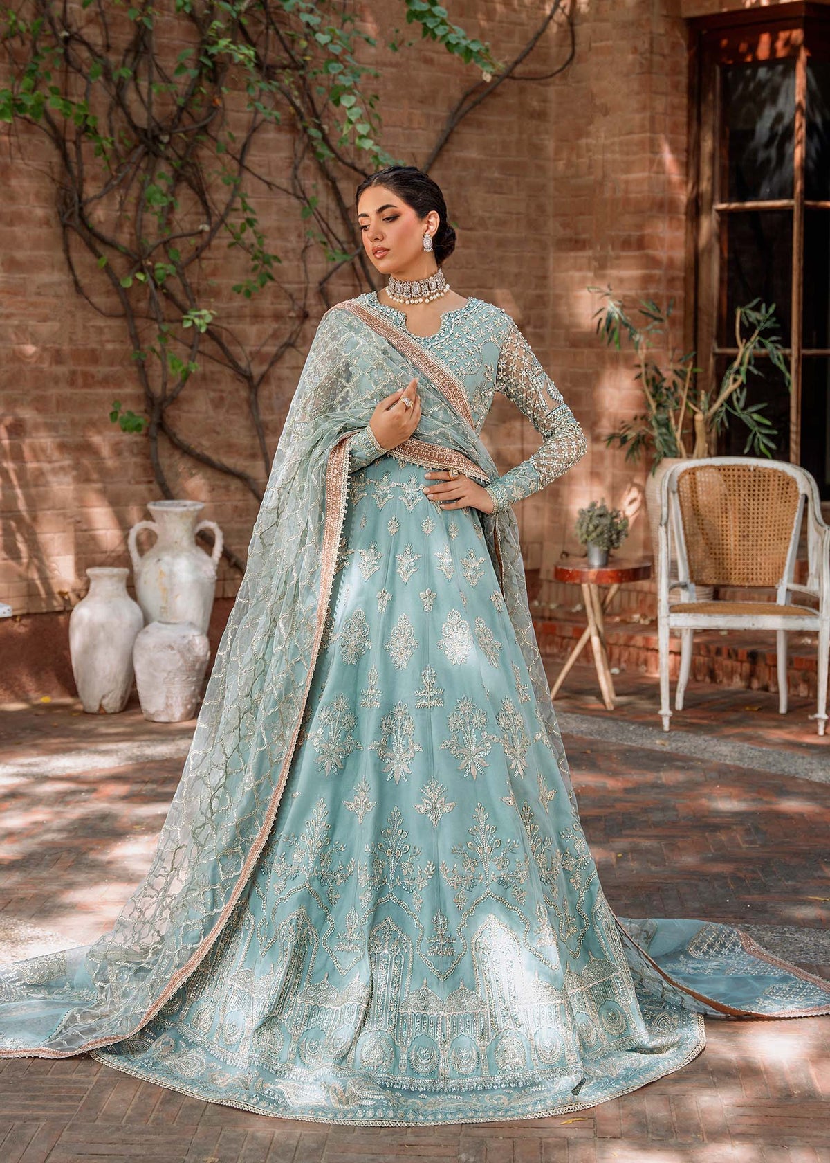 Akbar Aslam Jabeen embellished net blouse detail