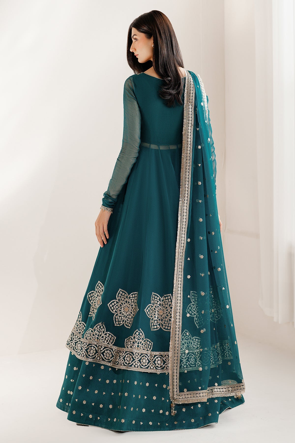 Jazmin UC-3097 chiffon formal with embroidered chiffon dupatta