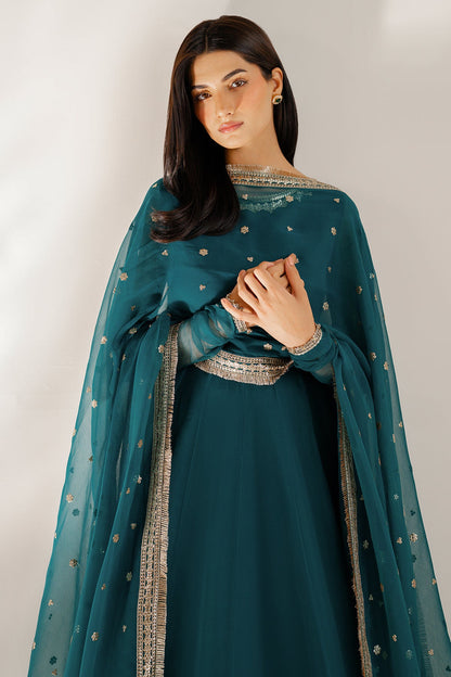 Jazmin UC-3097 three-piece chiffon formal with raw silk trouser