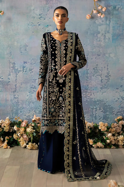 Shop GULAAL Velvet Formals AZURE at Raz Ruya! Huge discounts on luxury Pakistani designer wear. Fast delivery to UK, USA & Canada. End-of-Year & New Year Sale!